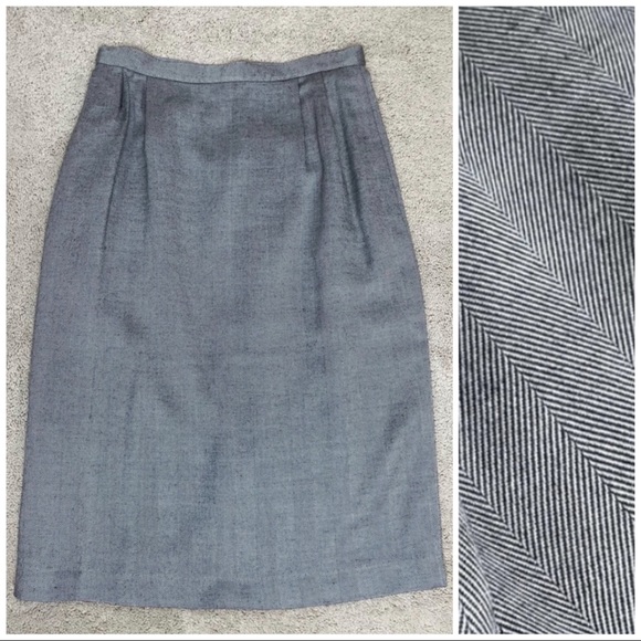 Vintage Dresses & Skirts - Vintage J. Gallery Gray Herringbone Skirt
